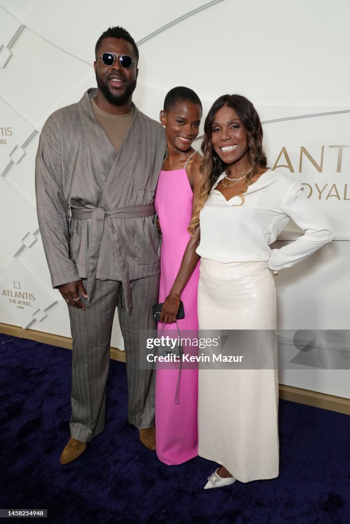 Winston Duke, Letitia Wright and Yvette Noel-Schure attend the Grand