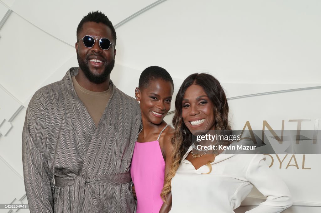Winston Duke, Letitia Wright and Yvette Noel-Schure attend the Grand
