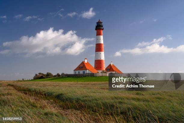 westerhever lighthouse, germany, europe - north frisia stock pictures, royalty-free photos & images