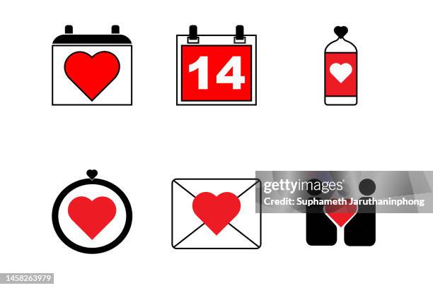 love and valentine's day concept icon set. - february stock illustrations stock pictures, royalty-free photos & images