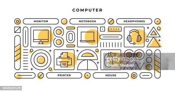 Complex Computer Shapes Computer Infographic Concept With Geometric Shapes And Monitor Notebook ...