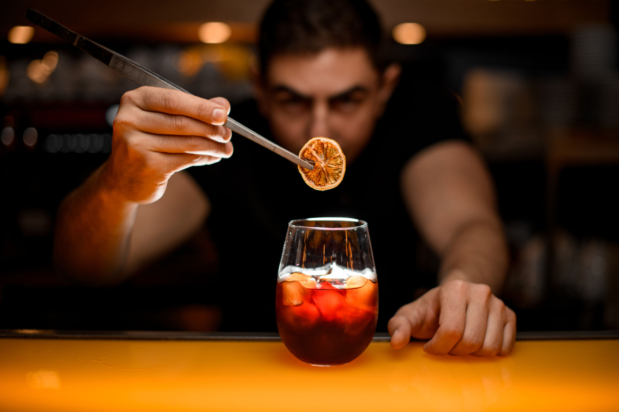 bartender serving drink