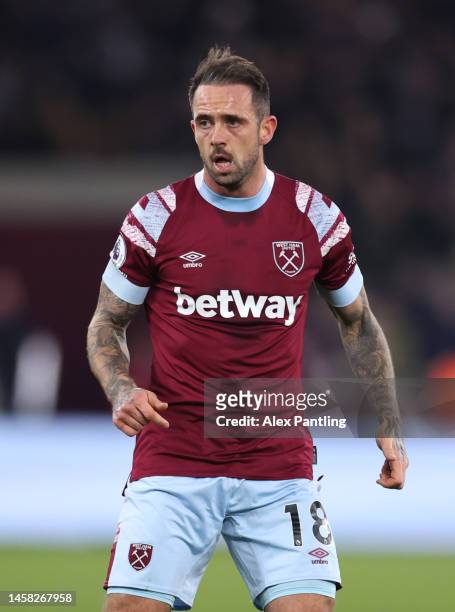 Danny Ings of West Ham United during the Premier League match between West Ham United and Everton FC at London Stadium on January 21, 2023 in London,...