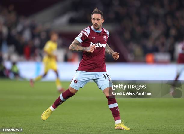Danny Ings of West Ham United during the Premier League match between West Ham United and Everton FC at London Stadium on January 21, 2023 in London,...
