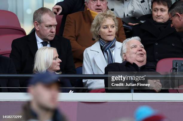 Denise Barrett-Baxendale, Chief Executive of Everton and Bill Kenwright, Chairman of Everton look on from the stands during the Premier League match...