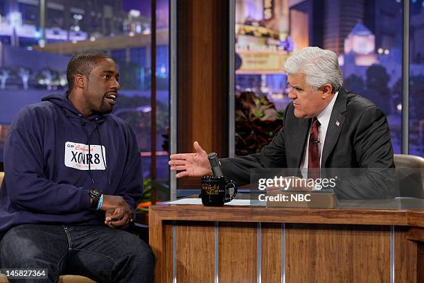 Episode 4264 -- Pictured: Brian Banks during an interview with host Jay Leno on June 6, 2012 --