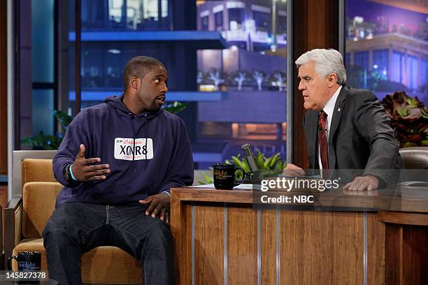 Episode 4264 -- Pictured: Brian Banks during an interview with host Jay Leno on June 6, 2012 --