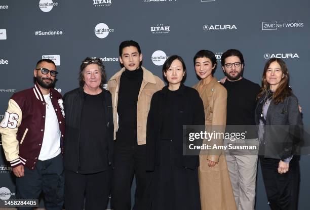 David Hinojosa, Christine Vachon, Teo Yoo, Director Celine Song, Greta Lee, John Magaro and Pamela Koffler attend the 2023 Sundance Film Festival...