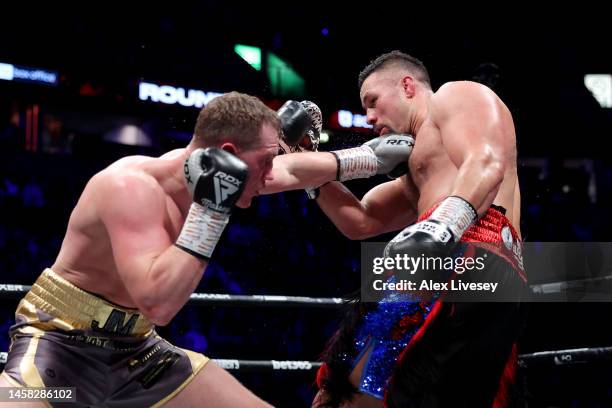 Jack Massey punches Joseph Parker during the Heavyweight fight between Joseph Parker and Jack Massey at Manchester Arena on January 21, 2023 in...