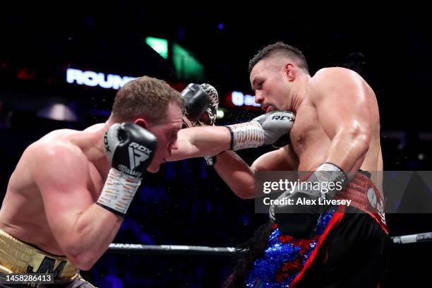 Jack Massey punches Joseph Parker during the Heavyweight fight between Joseph Parker and Jack Massey at Manchester Arena on January 21, 2023 in...