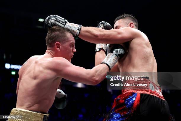 Jack Massey punches Joseph Parker during the Heavyweight fight between Joseph Parker and Jack Massey at Manchester Arena on January 21, 2023 in...