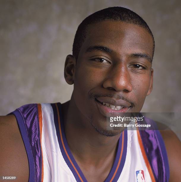 Forward Amare Stoudemire of the Phoenix Suns poses for a studio portrait during the Suns Media Day on September 30, 2002 at America West Arena in...