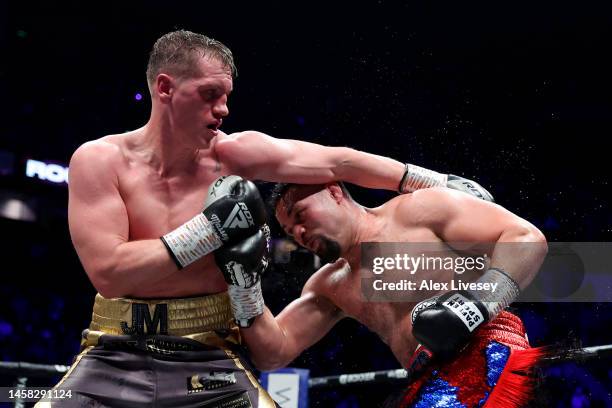 Jack Massey exchanges punches with Joseph Parker during the Heavyweight fight between Joseph Parker and Jack Massey at Manchester Arena on January...