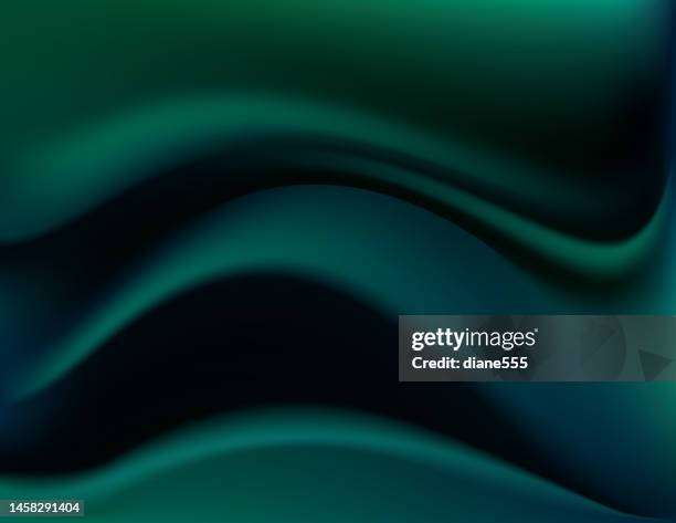 abstract wave background template in dark rich green - green satin stock illustrations