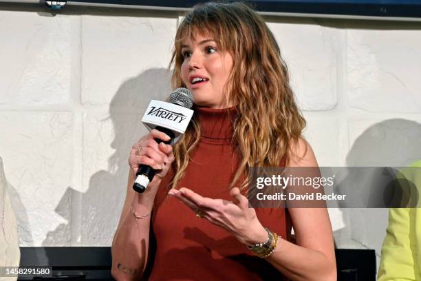 Debby Ryan speaks during a panel discussion at the Variety & Stacy's Rise Brunch during the 2023 Sundance Film Festival on January 21, 2023 in Park...