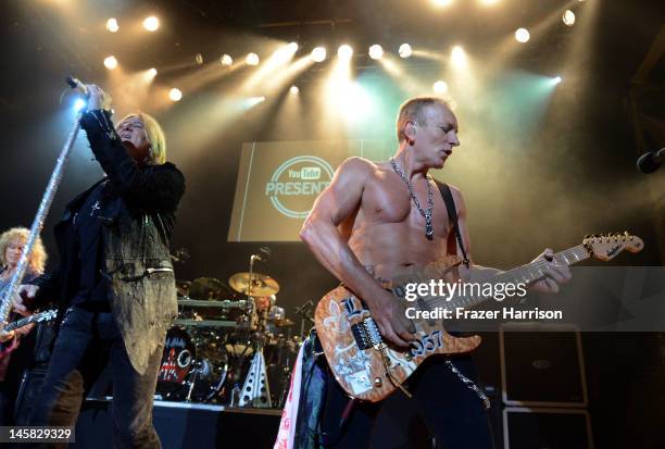 Def Leppard's Joe Elliott and Phil Collen perform at YouTube Presents Def Leppard At The House Of Blues at House of Blues Sunset Strip on June 6,...