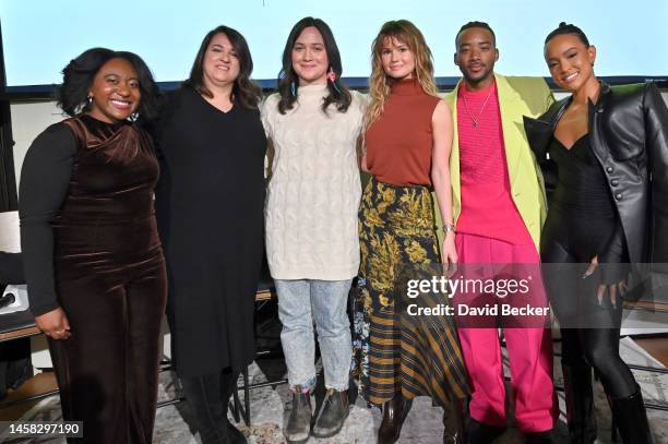 Angelique Jackson, Arianna Bocco, Lily Gladstone, Debby Ryan, Algee Smith and Karrueche Tran attend the Variety & Stacy's Rise Brunch during the 2023...