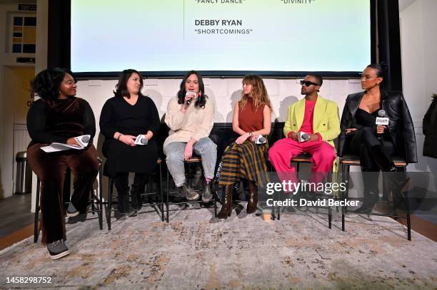 Angelique Jackson, Arianna Bocco, Lily Gladstone, Debby Ryan, Algee Smith and Karrueche Tran participate in a panel discussion at the Variety &...