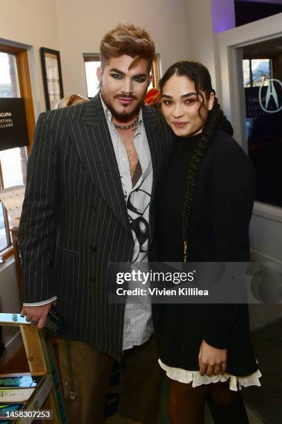 Adam Lambert and Brittany O'Grady attend Acura Festival Village at Sundance Film Festival 2023 on January 21, 2023 in Park City, Utah.