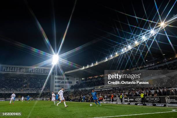 Danny Namaso of FC Porto and André Amaro of Vitoria Guimaraes in action during the Liga Portugal Bwin match between Vitoria Guimaraes and FC Porto at...