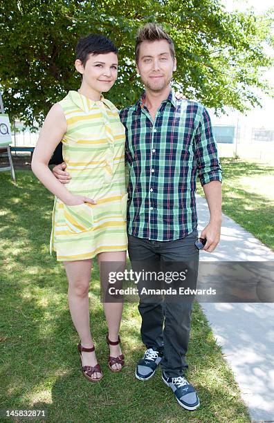 Actress Ginnifer Goodwin and singer Lance Bass attend The Environmental Media Association's 3rd Annual Garden Luncheon at Carson Senior High School...