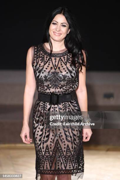 Fashion designer Catherine Malandrino on the runway after her Malandrino fall 2009 show at the Rainbow Room.