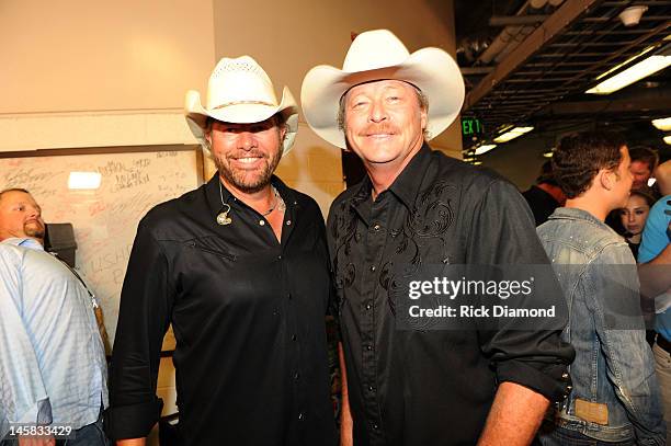 Musicians Toby Keith and Alan Jackson attend the 2012 CMT Music awards at the Bridgestone Arena on June 6, 2012 in Nashville, Tennessee.