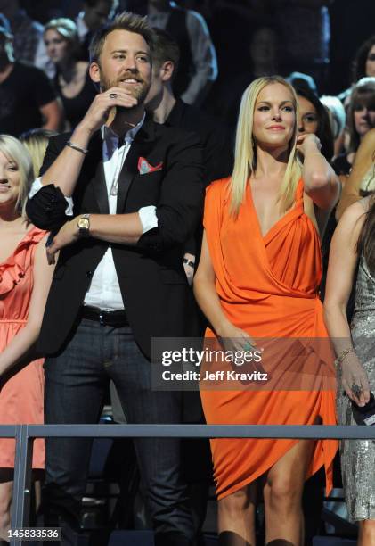 Charles Kelley of Lady Antebellum and Cassie McConnell attend the 2012 CMT Music awards at the Bridgestone Arena on June 6, 2012 in Nashville,...