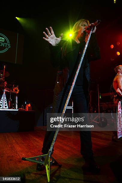 Def Leppard's Joe Elliott performs at YouTube Presents Def Leppard At The House Of Blues at House of Blues Sunset Strip on June 6, 2012 in West...