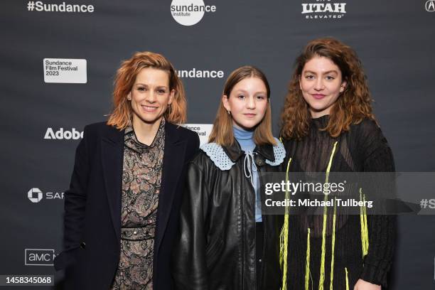 Veerle Baetens, Rosa Marchant and Charlotte De Bruyne attend the 2023 Sundance Film Festival "When It Melts" Premiere at Park Avenue Theater on...