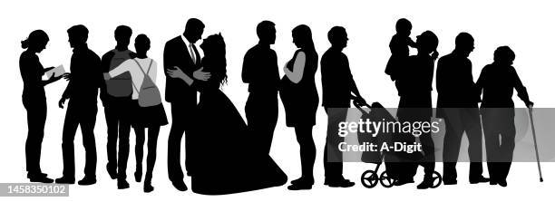 silhouette paare reise durchs leben - alte und junge lesbische frauen stock-grafiken, -clipart, -cartoons und -symbole