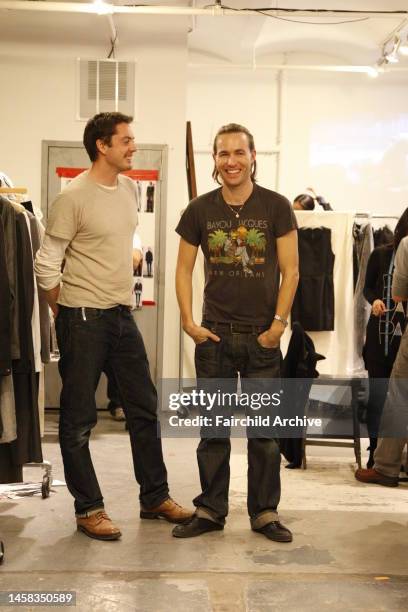 Fashion designer Marcus Wainwright and David Neville prepare their Rag & Bone fall 2009 collection.