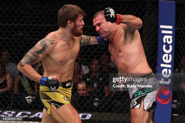 Ihor Potieria of Ukraine punches Mauricio Rua of Brazil in a light heavyweight fight during the UFC 283 event at Jeunesse Arena on January 21, 2023...