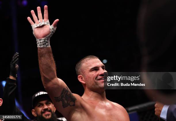 Mauricio Rua of Brazil reacts after his loss to Ihor Potieria of Ukraine in a light heavyweight fight during the UFC 283 event at Jeunesse Arena on...