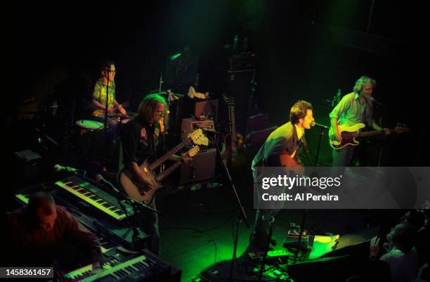 Jay Bennett, Jeff Tweedy and Wilco perform at The Bowery Ballroom on September 18, 2000 in New York City.