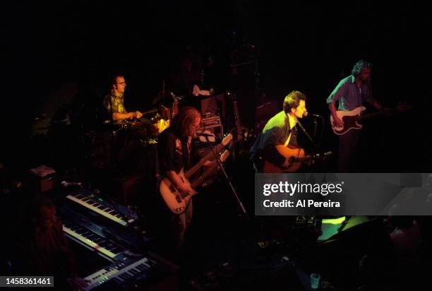 Jay Bennett, Jeff Tweedy and Wilco perform at The Bowery Ballroom on September 18, 2000 in New York City.