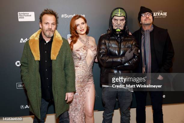 Stephen Dorff, Bella Thorne, Eddie Alcazar, and Steven Soderbergh attend the 2023 Sundance Film Festival "Divinity" Premiere at Egyptian Theatre on...