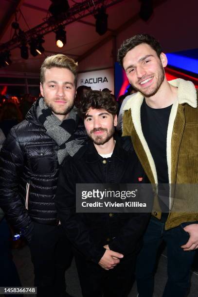 Cameron Fuller, Noah Galvin and Charlie Hall attend the Theater Camp Premiere Party hosted by Acura at Acura Festival Village during Sundance Film...