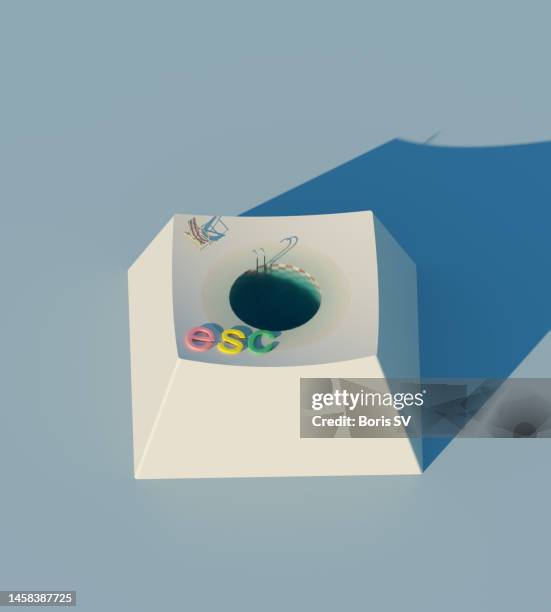 swimming pool in escape button - tropischer fisch stock-fotos und bilder