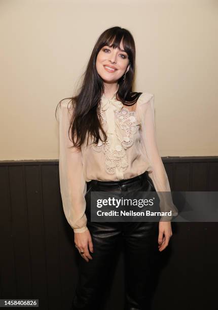 Dakota Johnson attends as Gucci Celebrates the Premiere of Bethann Hardison & Frédéric Tcheng's Invisible Beauty at the Sundance Film Festival at...