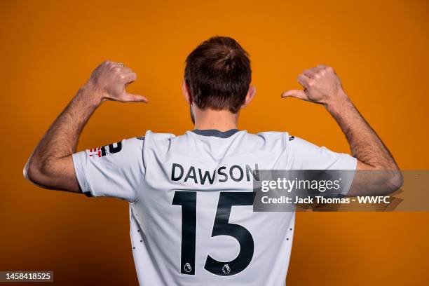 Wolverhampton Wanderers unveil new signing Craig Dawson at The Sir Jack Hayward Training Ground on January 21, 2023 in Wolverhampton, England.