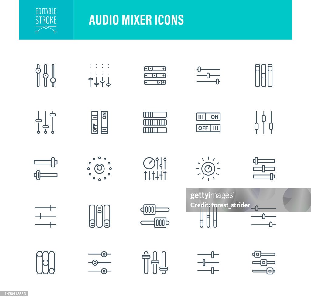 Iconos del mezclador de audio Trazo editable