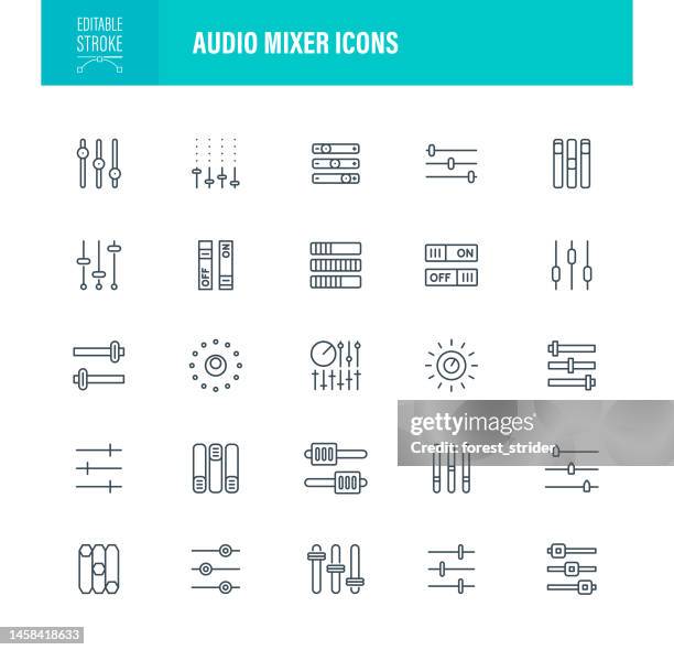 stockillustraties, clipart, cartoons en iconen met audio mixer icons editable stroke - mixing