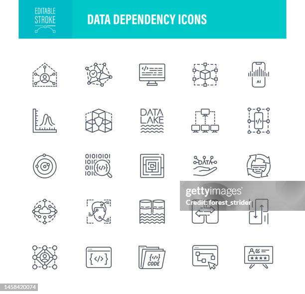 data dependency icons editable stroke. pixel perfect - conspiracy icon stock illustrations