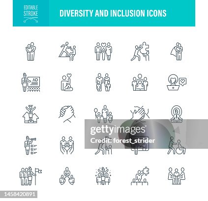 Symbole für Vielfalt und Inklusion Bearbeitbare Kontur Symbole für Vielfalt und Inklusion Bearbeitbare Kontur