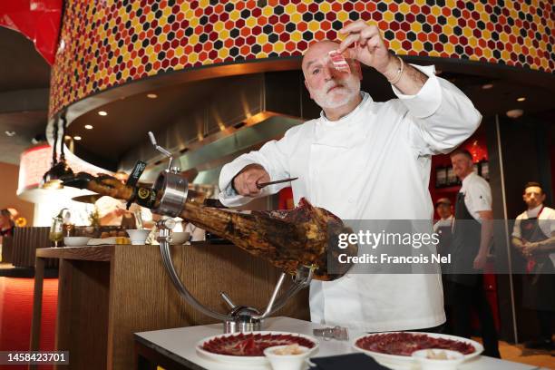 In this image released on January 22 Chef Jose Andres during a masterclass at their new restaurant Jaleo during the Grand Reveal Weekend of Dubai’s...