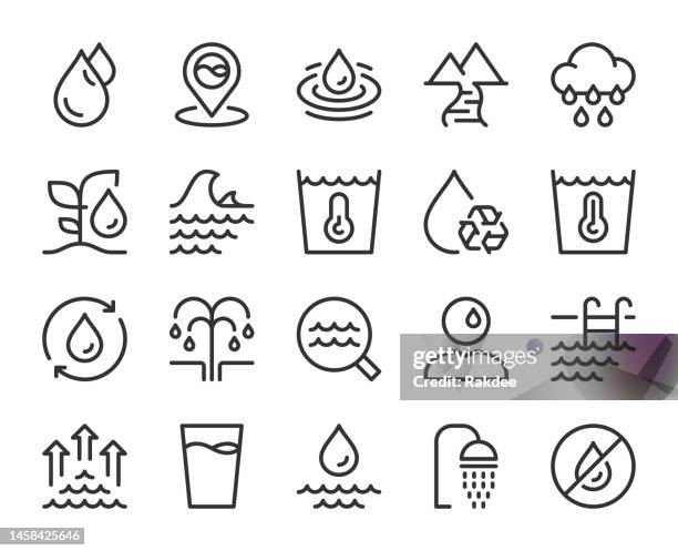 stockillustraties, clipart, cartoons en iconen met water - line icons - drinkwater