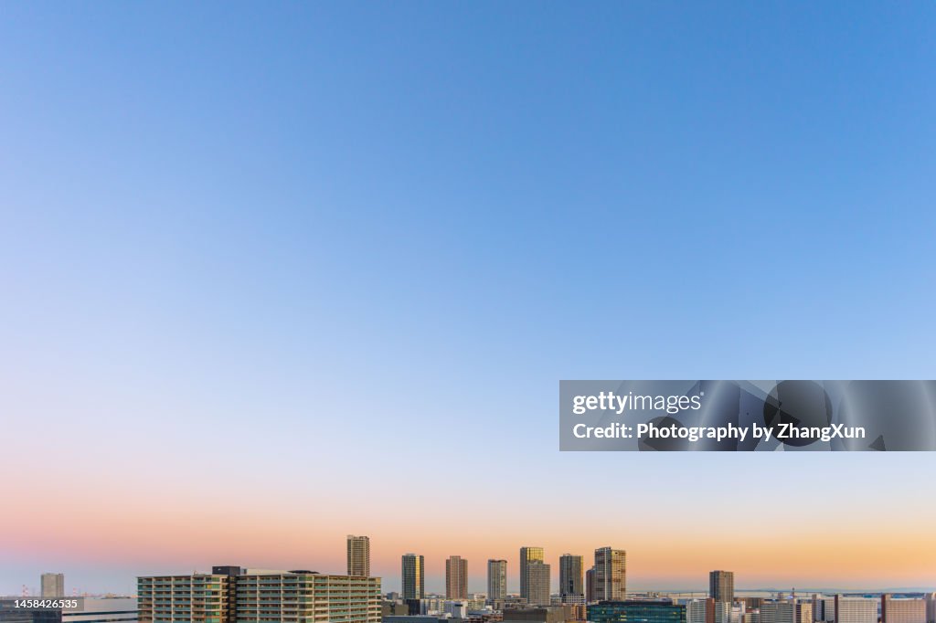 Aerial view of Tokyo city in the morning, Toyosu aera.