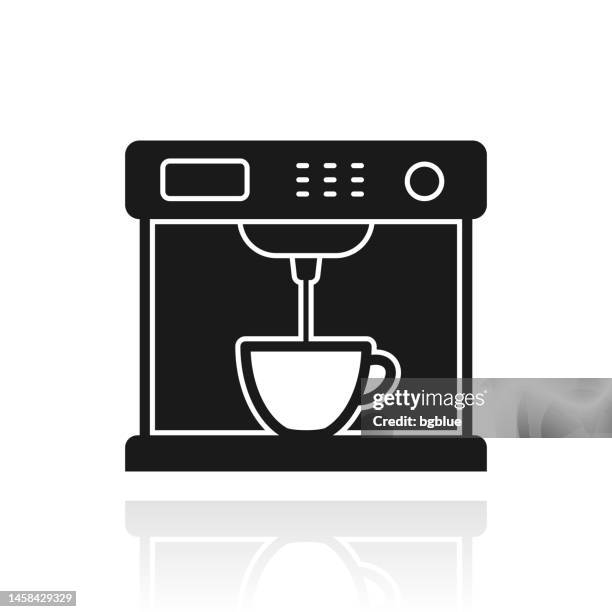 coffee machine. icon with reflection on white background - coffee capsule vector stock illustrations