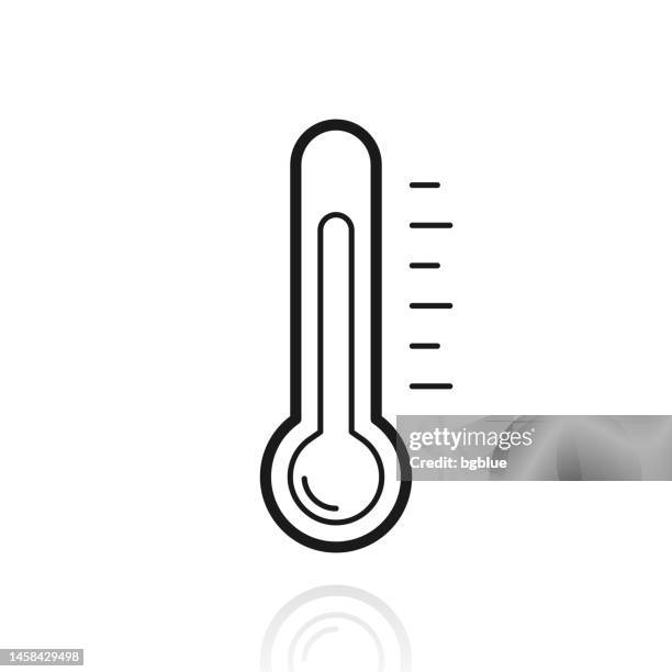 thermometer. icon with reflection on white background - checking thermostat stock illustrations